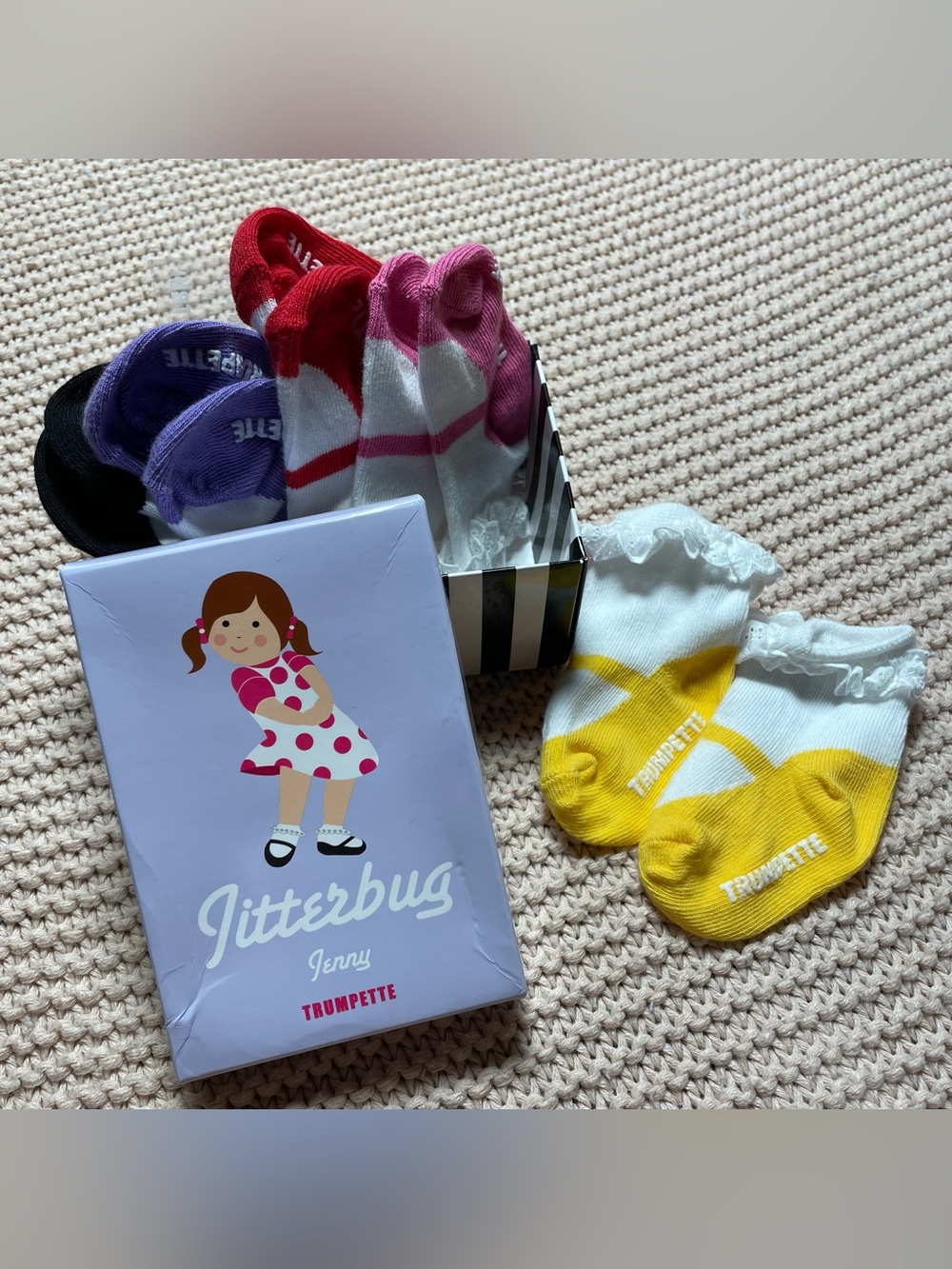 Trumpette Jitterbug Jenny Mary Jane Ruffle Baby Socks Set Boxed 0-12M (6 Pairs)